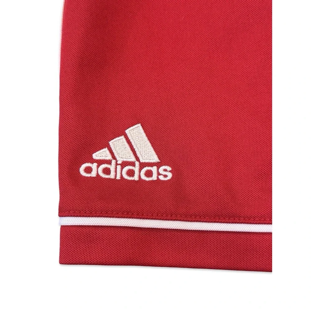 Adidas Red Gym Shorts AeroReady Soccer Athletic No Pockets Mens Small Stripes